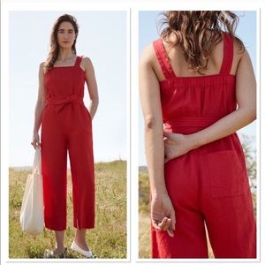 Everlane Red Linen Square-Neck Jumpsuit